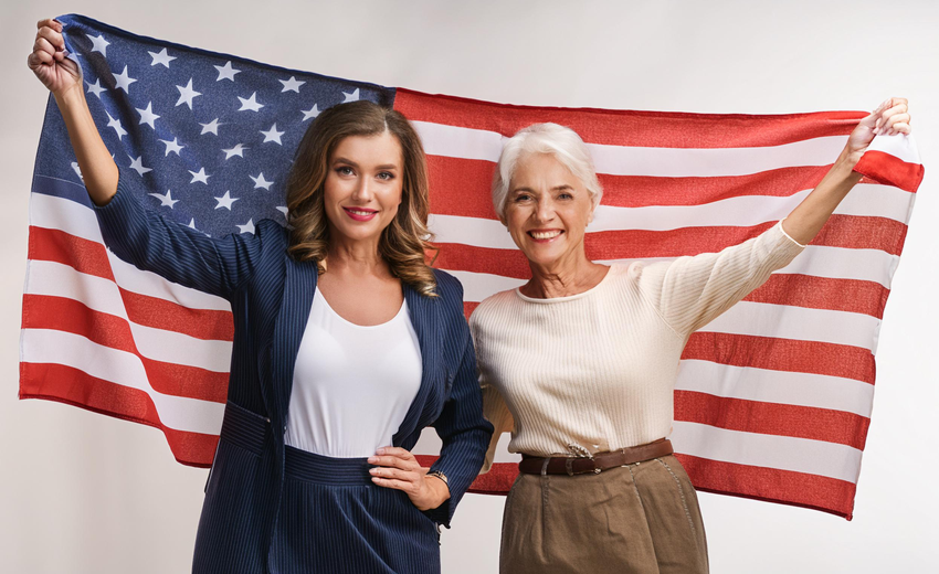 Two generations of proud US females